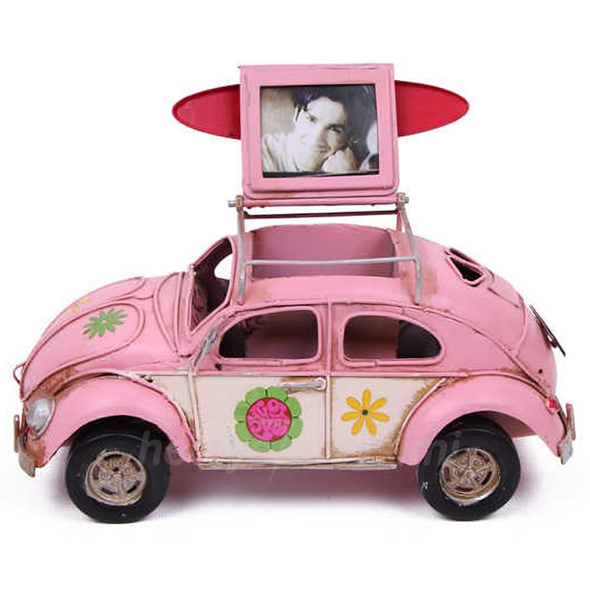 Pembe Renk Dekoratif Çerçeveli Kalemlikli Araba Pembe Renk Dekoratif Çerçeveli Kalemlikli Araba