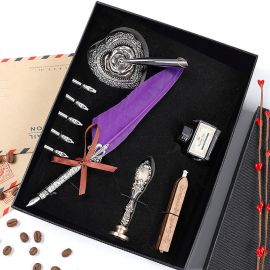 Kişiye Özel Tüylü Divit Kalem Hokka ve Mühür Seti 5 Renk