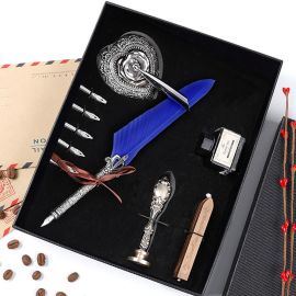 Kişiye Özel Tüylü Divit Kalem Hokka ve Mühür Seti 5 Renk