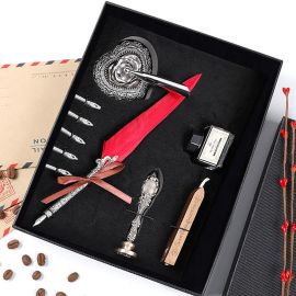 Kişiye Özel Tüylü Divit Kalem Hokka ve Mühür Seti 5 Renk