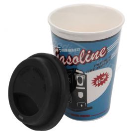 Gasoline Silikon Kapaklı Retro Kupa Bardak