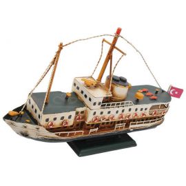 Türk Bayraklı Dekoratif Metal Gemi