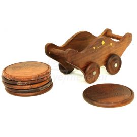 Tekerli El Arabası 6 Parça Bardak Altlığı