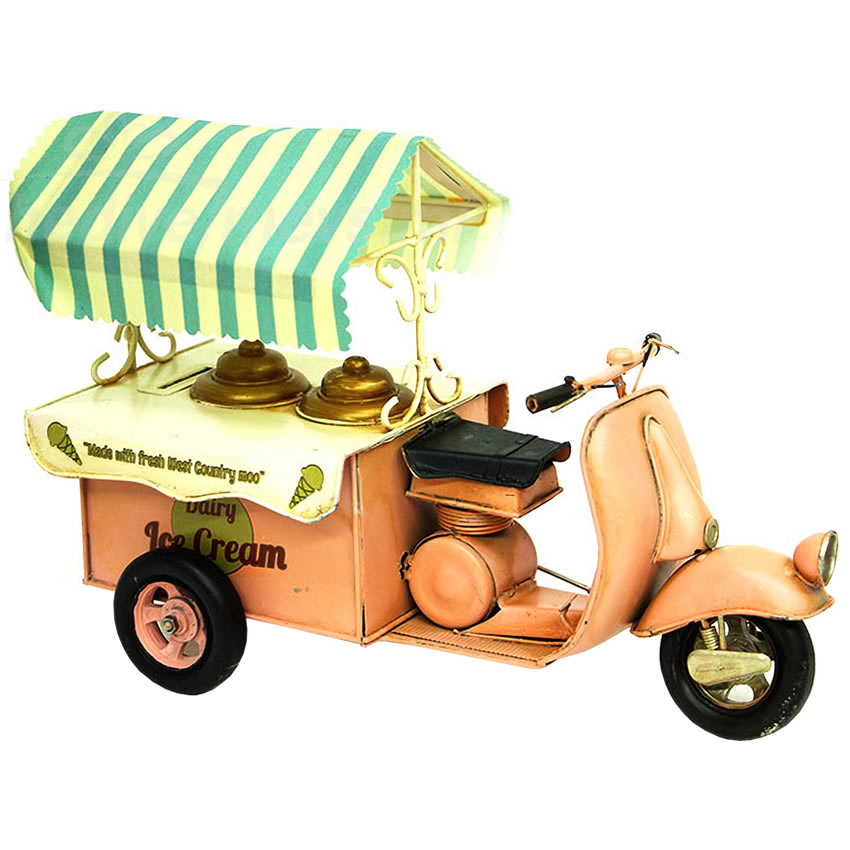 Scooter Dondurma Arabası Tenteli Metal Kumbara Scooter Dondurma Arabası Tenteli Metal Kumbara