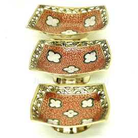 Pirinç 3'lü Kare Kase Seti