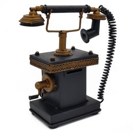 Antika Telefon Tasarımlı Dekoratif Metal Kumbara