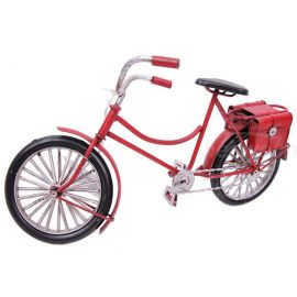 Kırmızı Arka Çantalı Dekoratif Metal Bisiklet