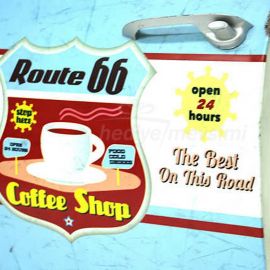 Route 66 - Coffee Baskılı Araba Kapısı Ayna