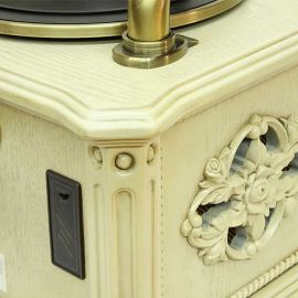 Elektronik Nostaljik Beyaz Ahşap Gramofon