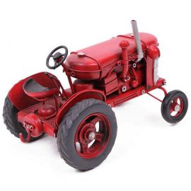 Kırmızı Eski Model Dekoratif Metal Traktör