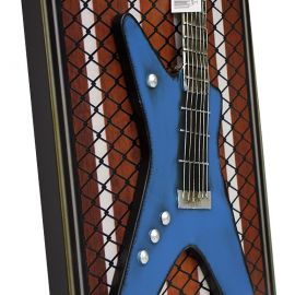Dikey Mavi Gitar Formlu Metal Pano