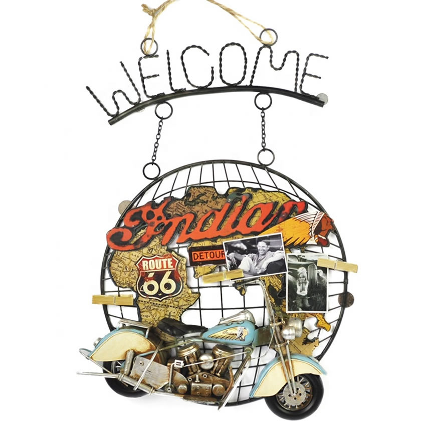 Motosiklet Route 66 Welcome Kapı yazısı Motosiklet Route 66 Welcome Kapı yazısı