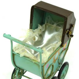 Retro Metal Yeşil Bebek Arabası
