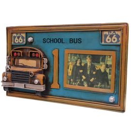 School Bus Metal Fotoğraf Çerçevesi