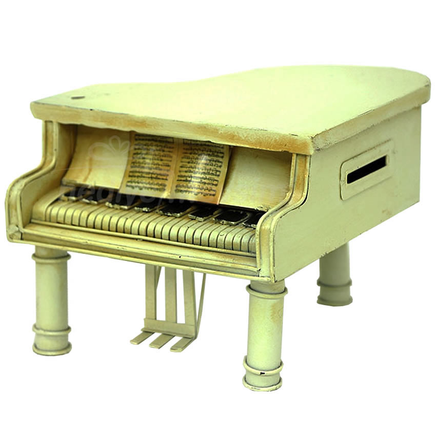 Vintage Piyano Tasarımlı Metal Kumbara