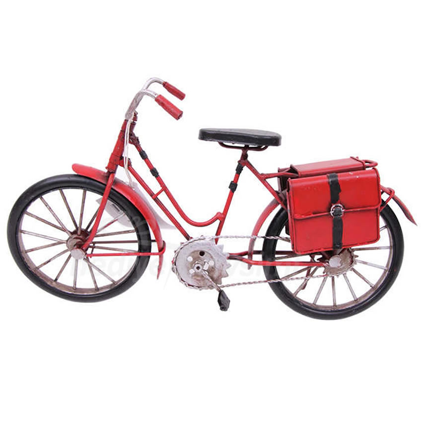 Kırmızı Renk Çantalı Dekoratif Metal Bisiklet
