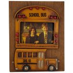 Okul Otobüsü Tasarımlı Ahşap Fotoğraf Çerçevesi