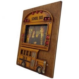 Okul Otobüsü Tasarımlı Ahşap Fotoğraf Çerçevesi
