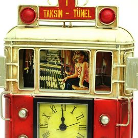 Taksim Tünel Tramvay Dekorlu Çerçeveli Masa Saati