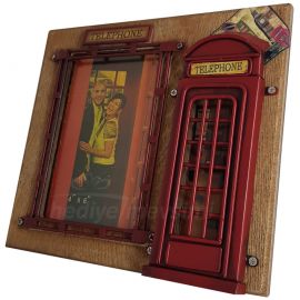 Telefon Kulübesi Ahşap ve Metal Fotoğraf Çerçevesi