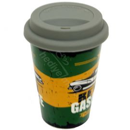 Retro Gasoline Silikon Kapaklı Kupa Bardak