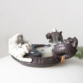 Ejderha ve Yin Yang Temalı Seramik Geri Akışlı Tütsülük