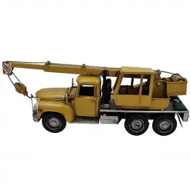 Retro Metal Vinç Kamyon Maketi - El Yapımı Endüstriyel Dekoratif Hediye