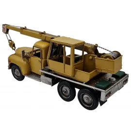 Retro Metal Vinç Kamyon Maketi - El Yapımı Endüstriyel Dekoratif Hediye