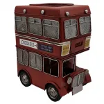 El Yapımı Metal Nostaljik İngiliz Otobüsü Kalemlik ve Kumbara - London Bus Biblo