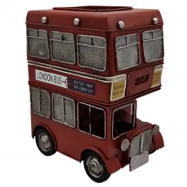 El Yapımı Metal Nostaljik İngiliz Otobüsü Kalemlik ve Kumbara - London Bus Biblo
