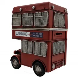 El Yapımı Metal Nostaljik İngiliz Otobüsü Kalemlik ve Kumbara - London Bus Biblo