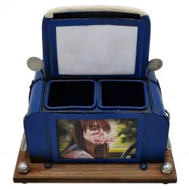 Nostaljik Mini Cooper Tasarımlı Fotoğraf Çerçeveli Kalemlik ve Masaüstü Organizer