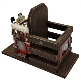 İstanbul Taksim Tramvay Temalı Dekoratif Ahşap-Metal Kalemlik - Hediyelik Masa Üstü Süsü