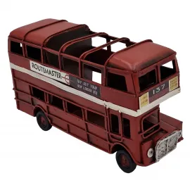 Vintage Londra Otobüsü Routemaster Metal Kalemlik ve Dekoratif Biblo
