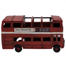 Vintage Londra Otobüsü Routemaster Metal Kalemlik ve Dekoratif Biblo