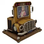 Vintage Metal Okul Otobüsü Kalemlik - Fotoğraf Çerçeveli Çok Amaçlı Ev Ofis Dekoru