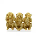 Dekoratif Altın Renk Polyester Üç Maymun Biblo Figürü | Görmedim Duymadım Bilmiyorum Temalı Ev ve Ofis Hediyesi