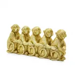 Göz Alıcı Altın Rengi Polyester 5 Maymun Biblo Figürü – Ev ve Ofis Dekorasyonu İçin Şık Tasarım