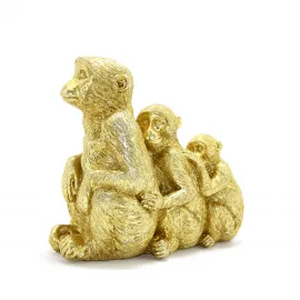 Dekoratif Altın Tonlu Polyester 3 Maymun Biblo Figürü | Ev ve Ofis İçin Şık Tasarım