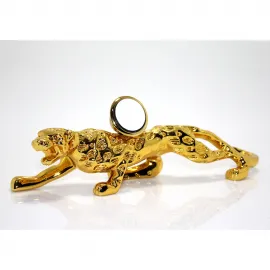 Lüks Parlak Altın Leopar Figürü Telefon Tutucu Biblo | Ev ve Ofis için Şık Dekoratif Telefon Standı