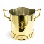 Lüks Pirinç Buz Kovası – Deniz Temalı Çapa Desenli, Çift Kulplu Şık Sunum Kovası