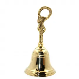 El Yapımı Pirinç El Çanı | Özel Tasarım Nostaljik Dekoratif Denizci Zili 19x9 cm