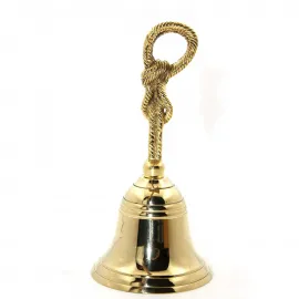 El Yapımı Pirinç El Çanı | Özel Tasarım Nostaljik Dekoratif Denizci Zili 19x9 cm