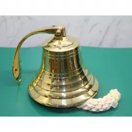 Parlak Pirinç Duvara Monte Gemi Çanı - Deniz Temalı Dekoratif Ofis ve Ev Zil Süsü