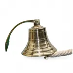 El Yapımı Parlak Pirinç Duvara Monte Gemi Çanı: Klasik Deniz Temalı Dekoratif Zil, 16x15 cm