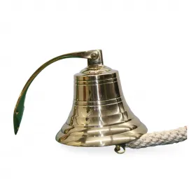 El Yapımı Parlak Pirinç Duvara Monte Gemi Çanı: Klasik Deniz Temalı Dekoratif Zil, 16x15 cm
