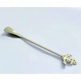 Lüks Pirinç Çapalı Uzun Kerata Çekecek - 59 cm Ergonomik Ayakkabı Yardımcısı