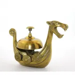 Antika Görünümlü Pirinç Viking Gemisi Temalı Resepsiyon ve Dekoratif Masa Çanı