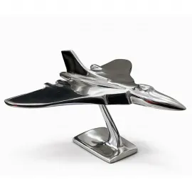 Vulcan Krom Tasarım Jet Uçak Dekoratif Biblo – Modern Masa Üstü Objesi