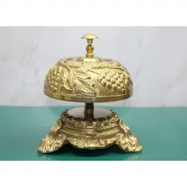 El İşçiliği Üzüm Motifli Dekoratif Pirinç Masa Zili | Vintage Otel Servis Çanı